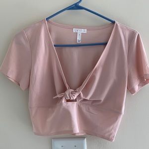 Leith Pink Bow-Tie Crop Top